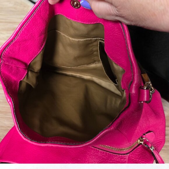 COACH Madison Phoebe 3 Section Shoulder Bag Tumbled Hot Pink Leather - Picture 11 of 16